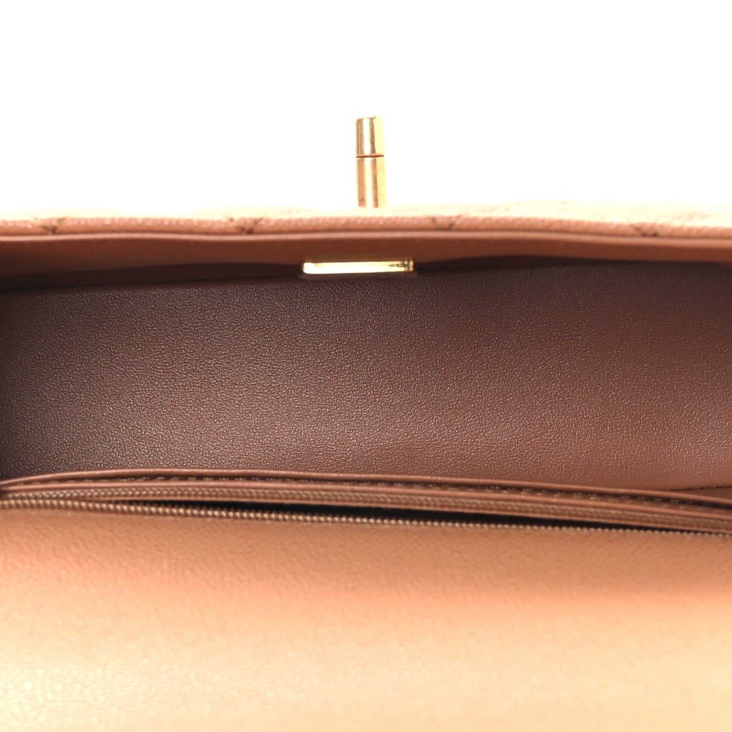 Caviar Quilted Mini Handy CC Flap Camel