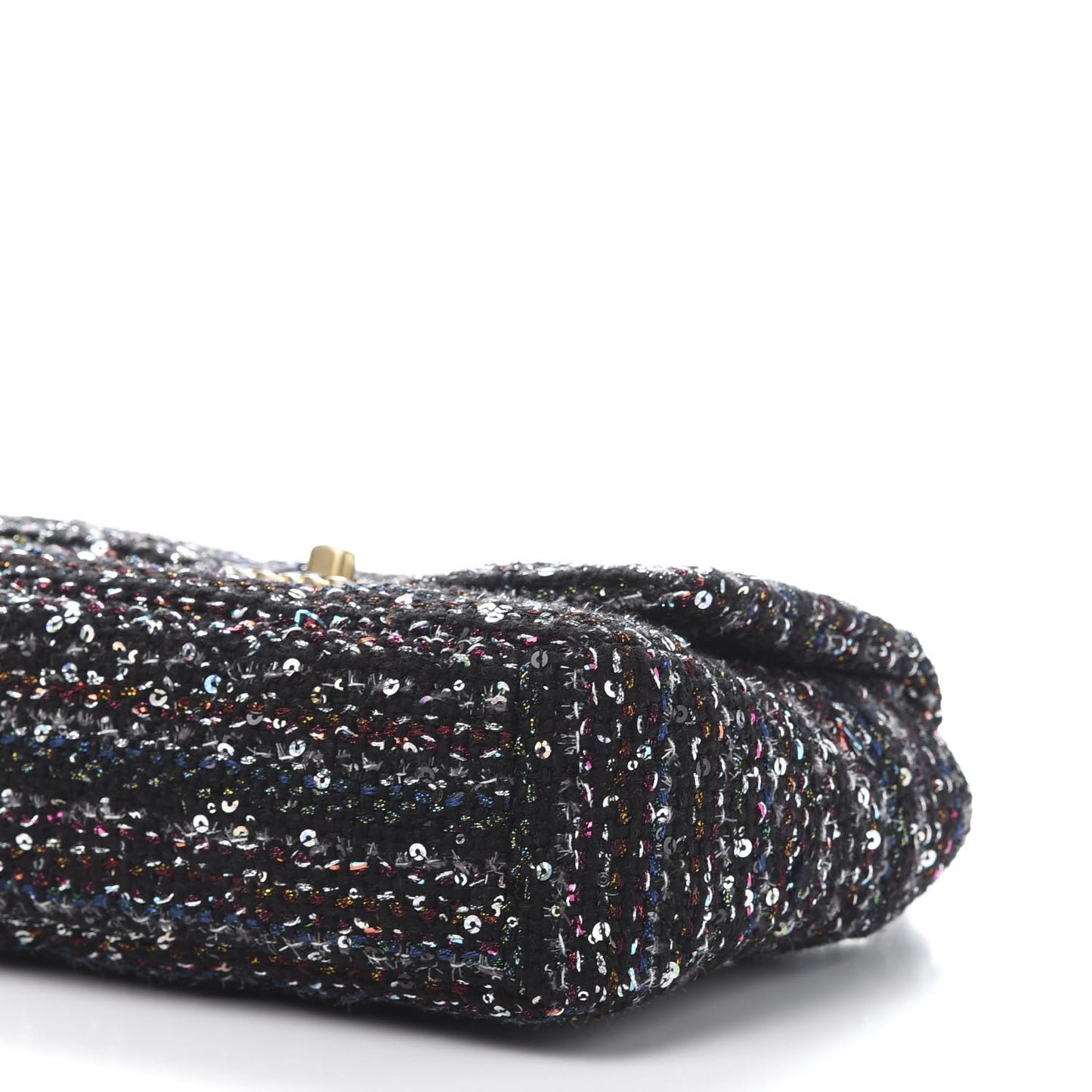 Tweed Sequin Quilted Medium 19 Flap Black Multicolor