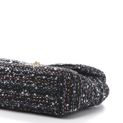 Chanel Tweed Sequin Quilted Medium 19 Flap Black Multicolor 9 of 11