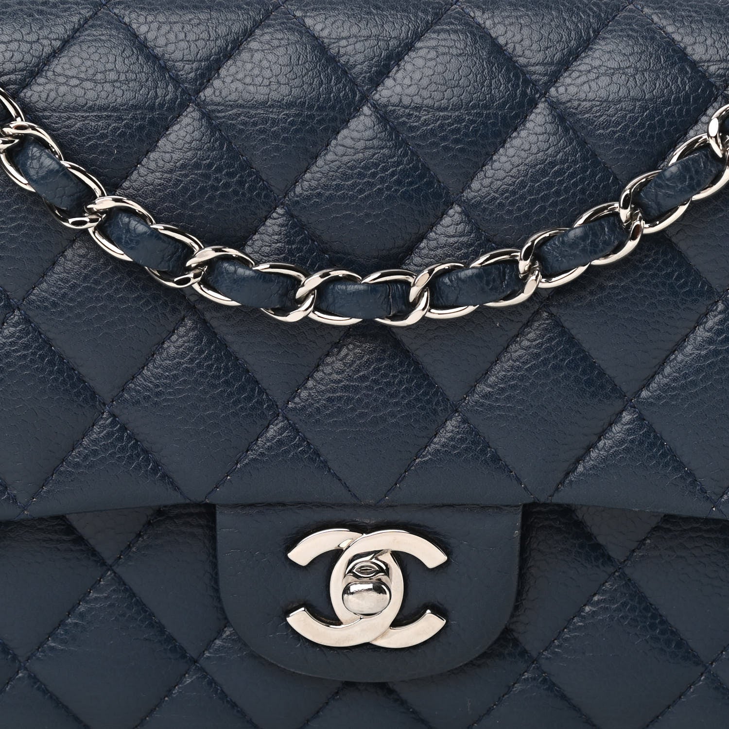 Chanel Caviar Quilted Medium Double Flap Navy 8 of 13