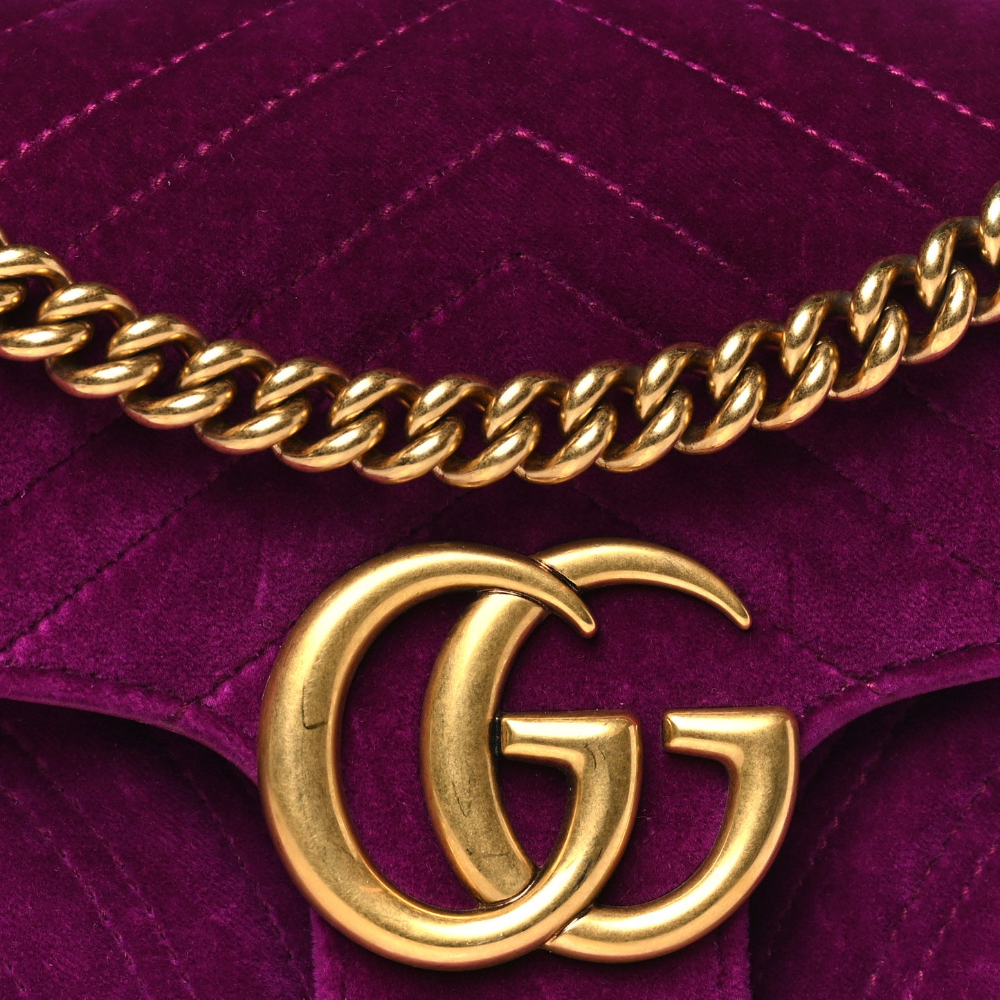 Velvet Matelasse Small GG Marmont Shoulder Bag Fuchsia Violet Cyclamen