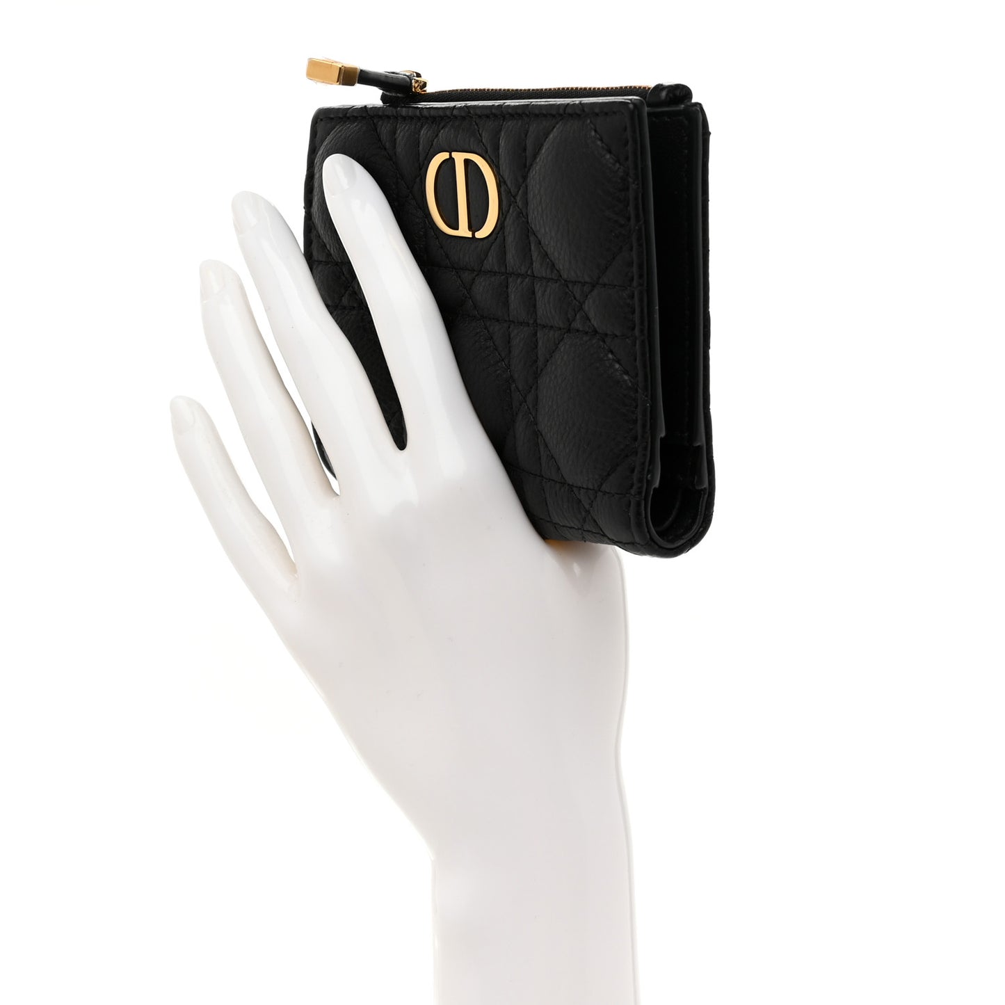 Grained Calfskin Supple Cannage Caro Dahlia Wallet Black