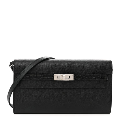 Hermes Epsom Matte Alligator Touch Kelly Wallet To Go Black 1 of 9