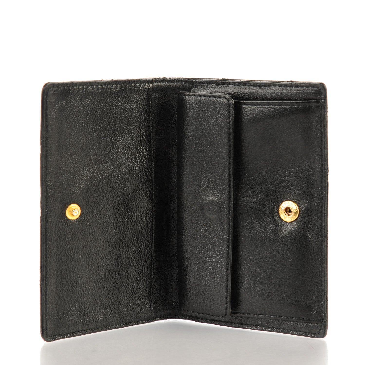 Chanel Calfskin Diamond Stitched Card Holder Wallet Black 5 of 7