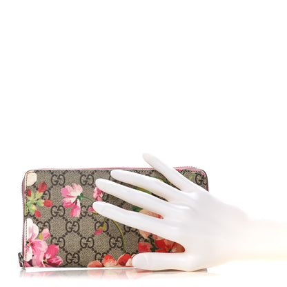 Gucci GG Supreme Monogram Blooms Zip Around Wallet Beige Multicolor Dry Rose 2 of 7