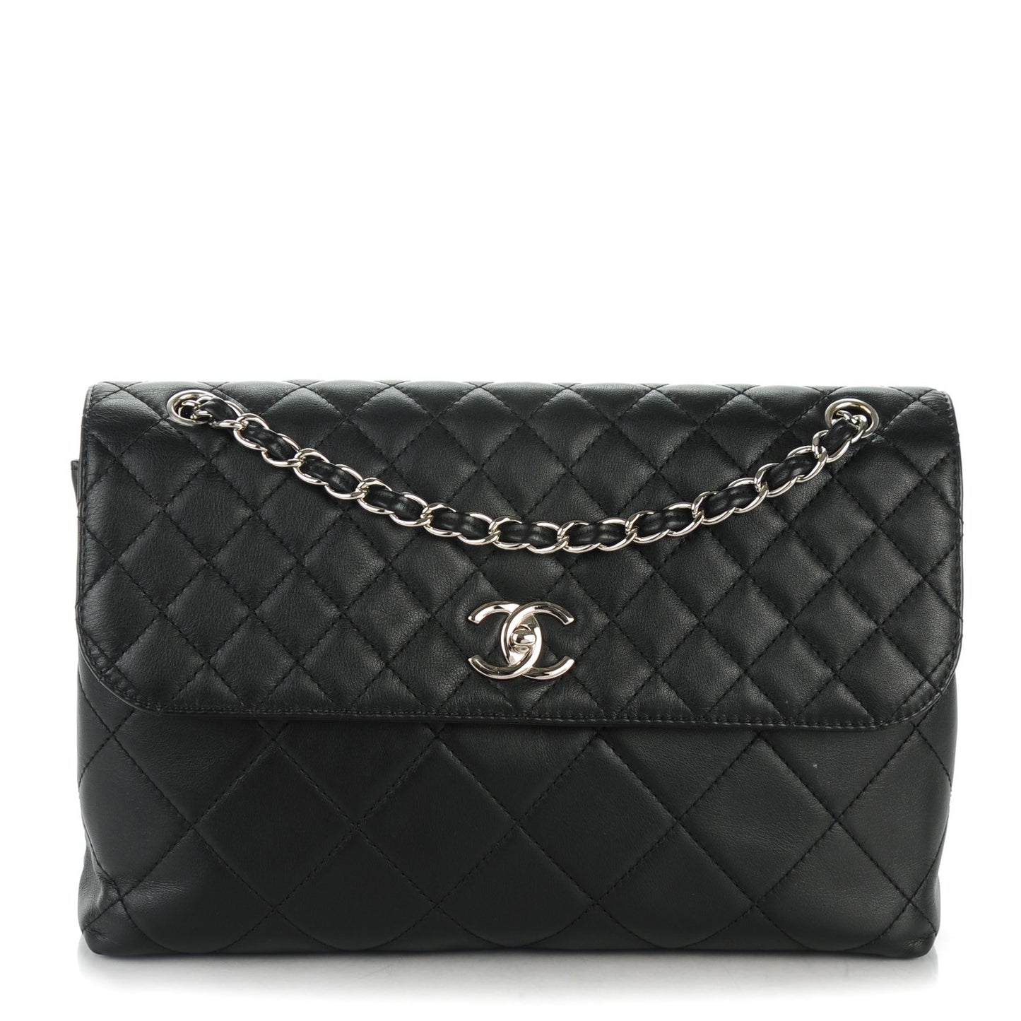 Calfskin Quilted In the Business Flap Bag Black