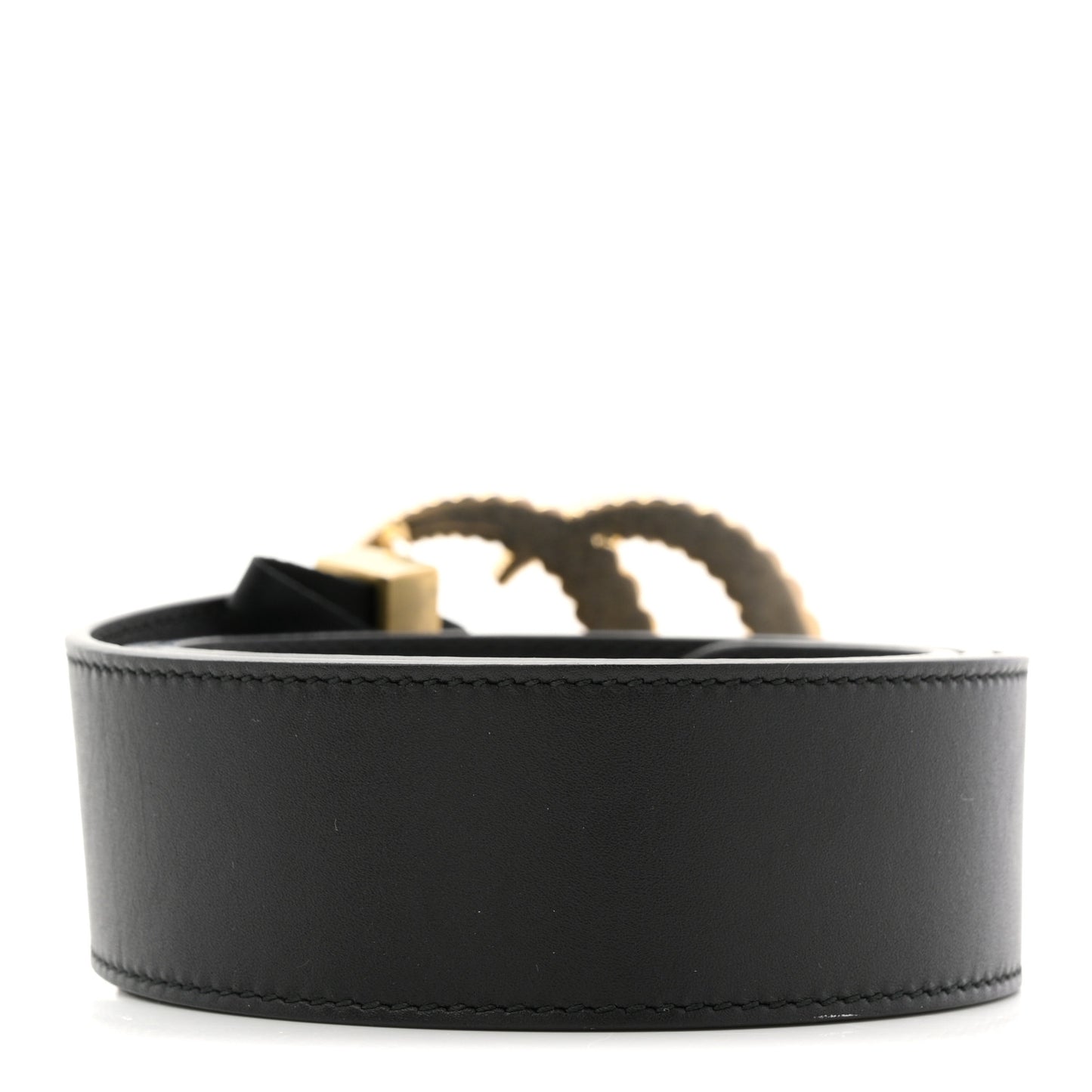 Moon Calfskin Torchon Double G 25mm Belt 80 32 Black