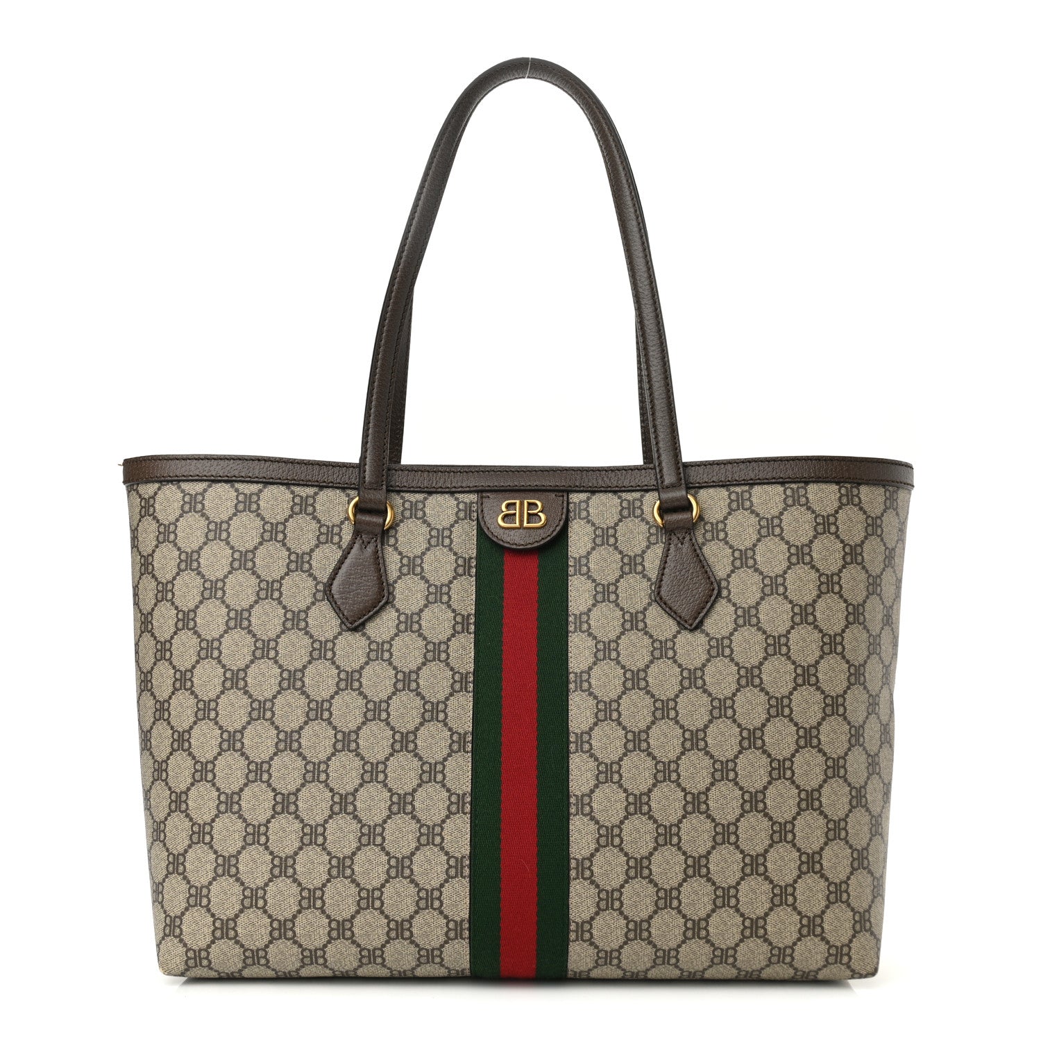 Gucci X BALENCIAGA BB Supreme Monogram Web Medium Ophidia Shopping Tote Beige New Acero 1 of 11