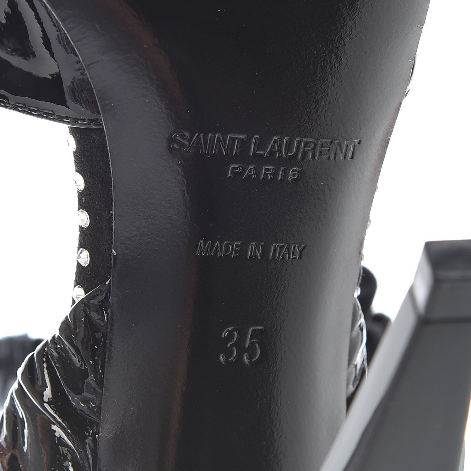 Saint Laurent Patent Freja 105 Flower Ankle Pumps 35 Black 6 of 7