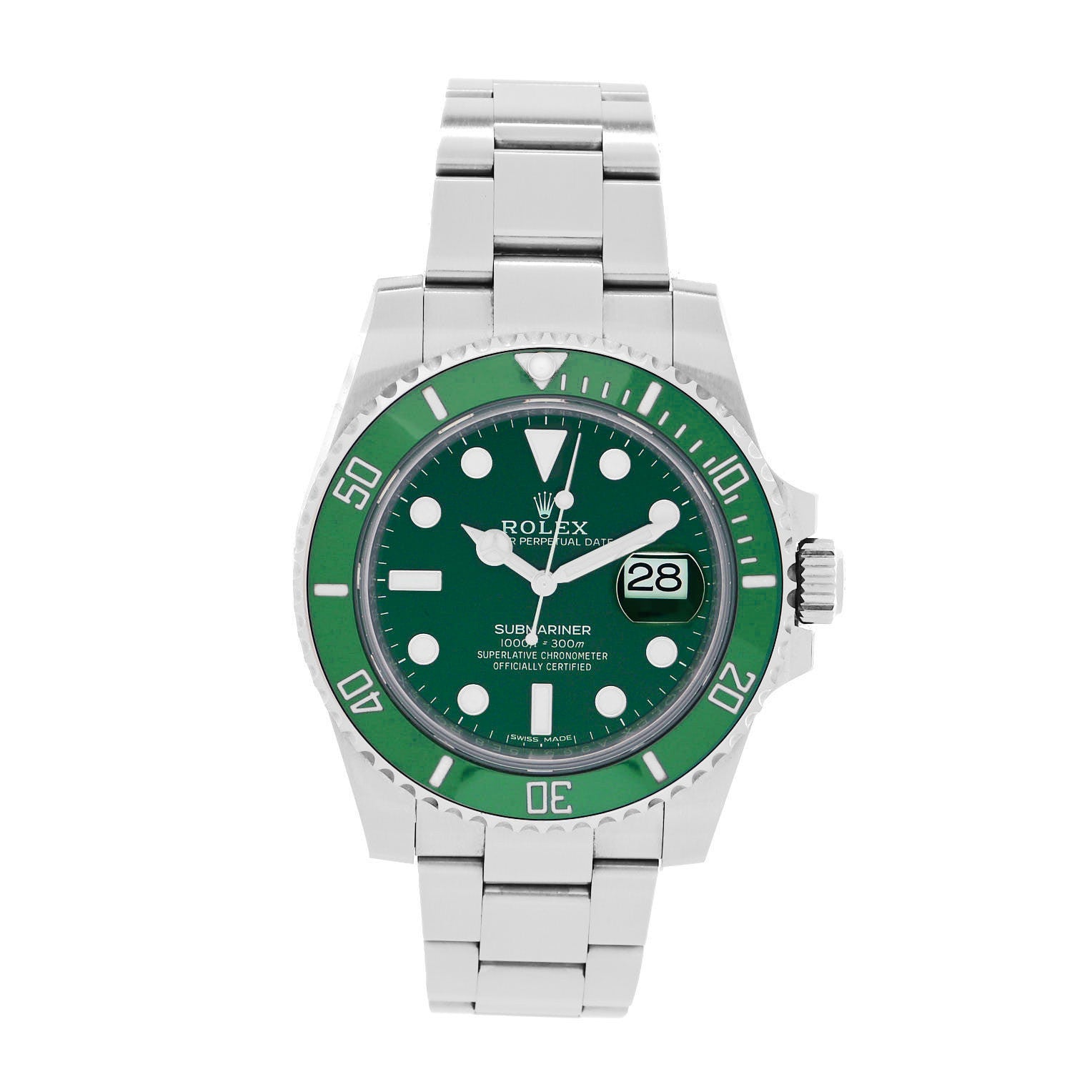 Rolex Stainless Steel 40mm Oyster Perpetual Submariner Date Hulk Watch Green 116610LV 1 of 10