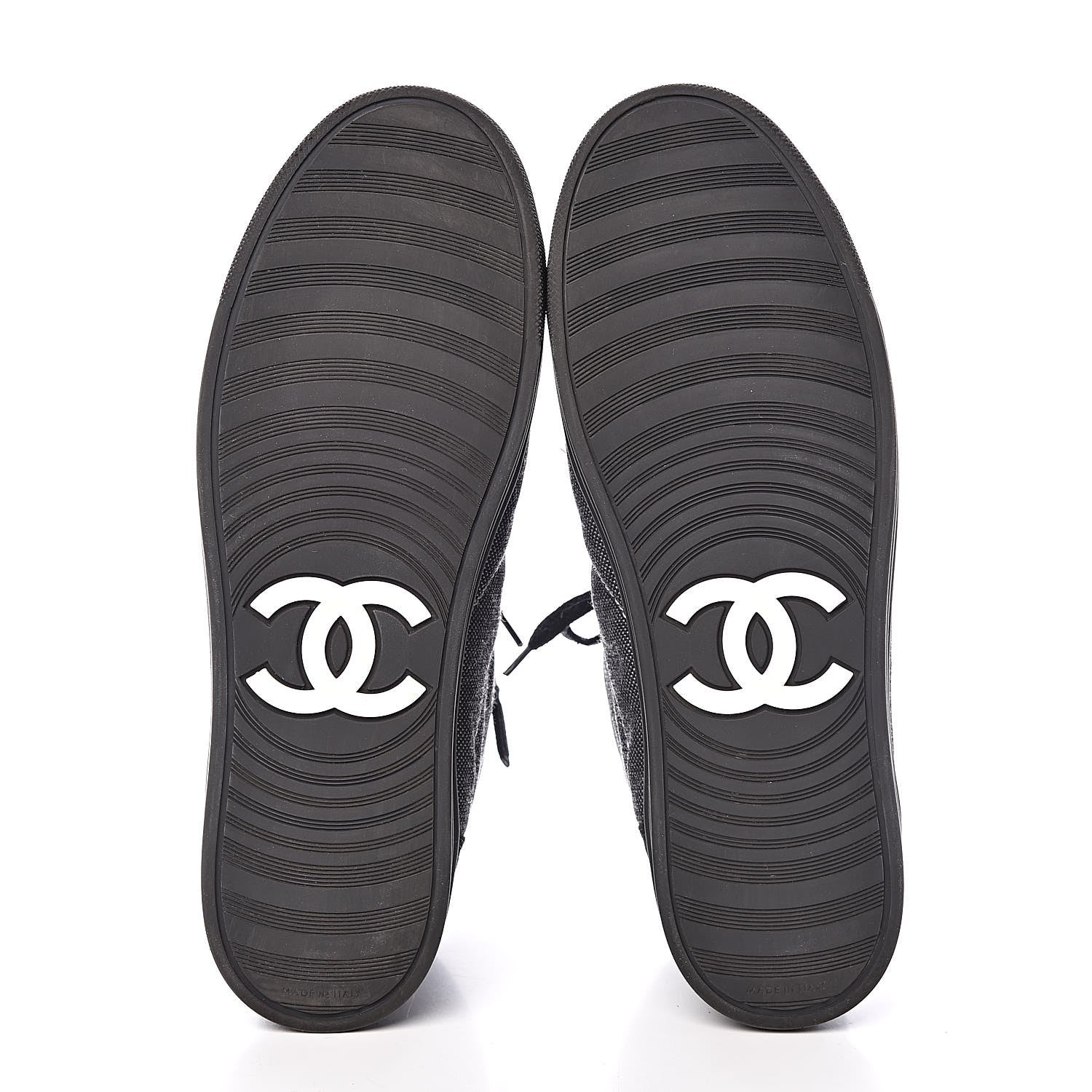 Chanel Toile Suede Calfskin CC High Top Sneakers 40 Dark Grey 7 of 11