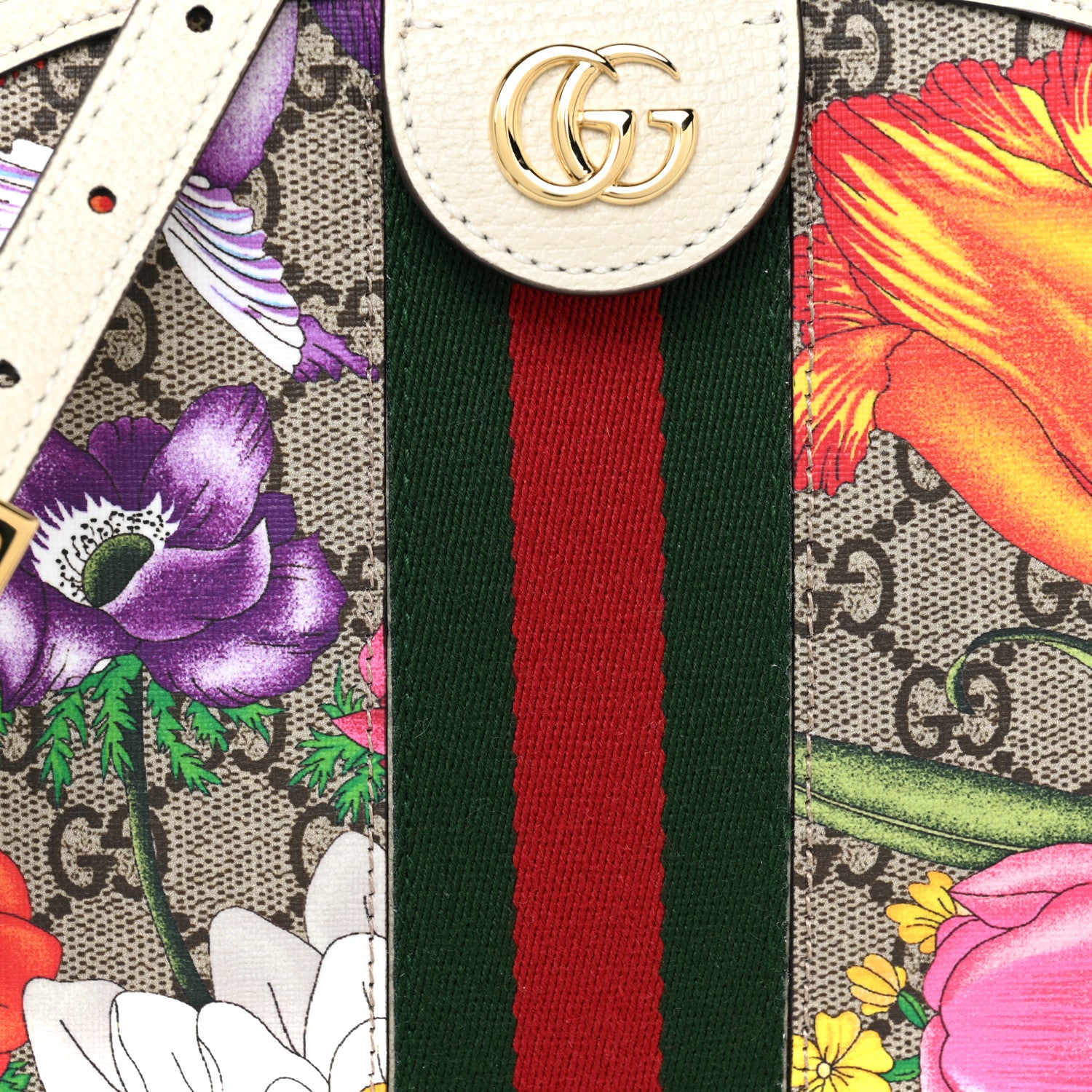Gucci GG Supreme Monogram Flora Web GG Small Ophidia Dome Shoulder Bag White 7 of 9
