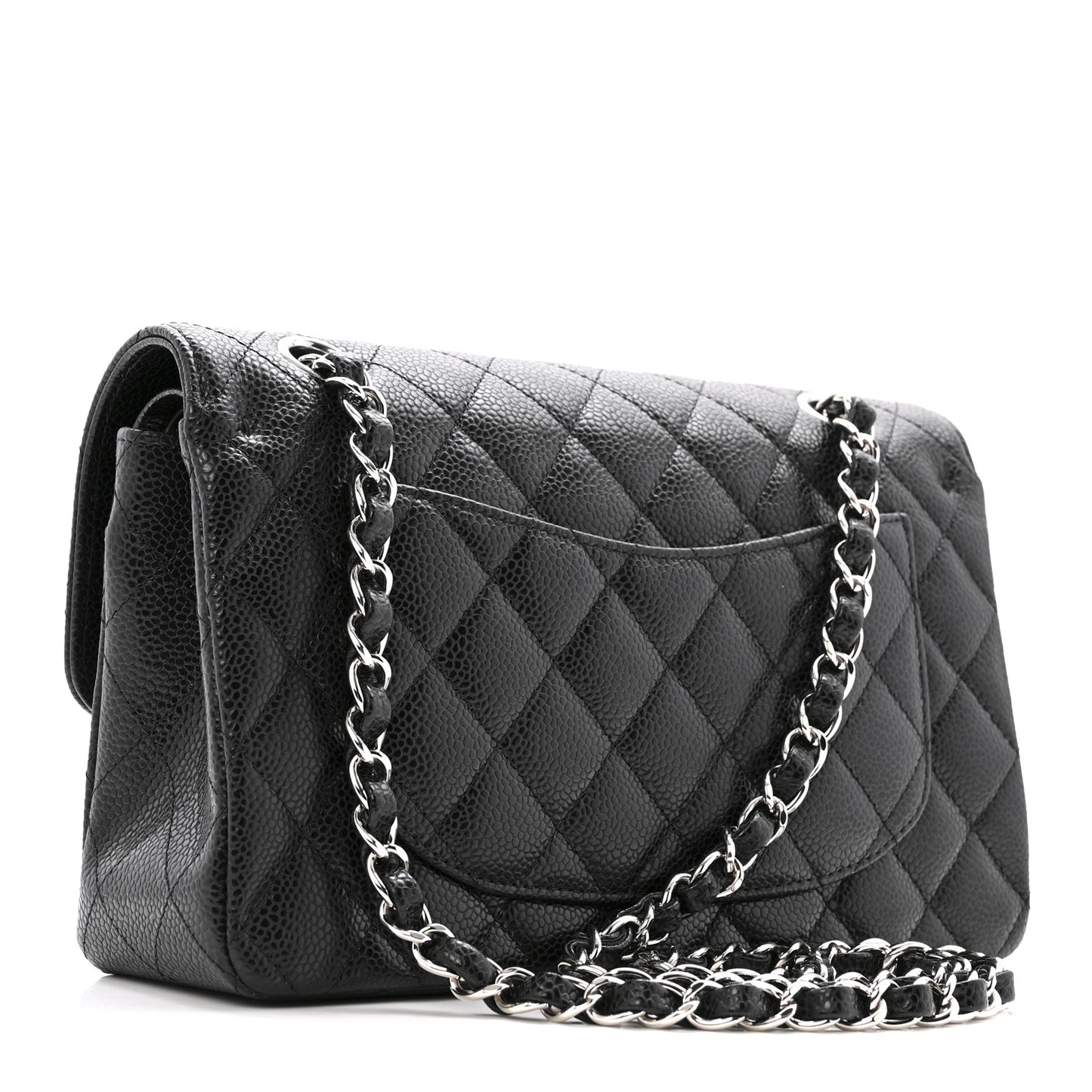 Caviar Quilted Small Double Flap Black