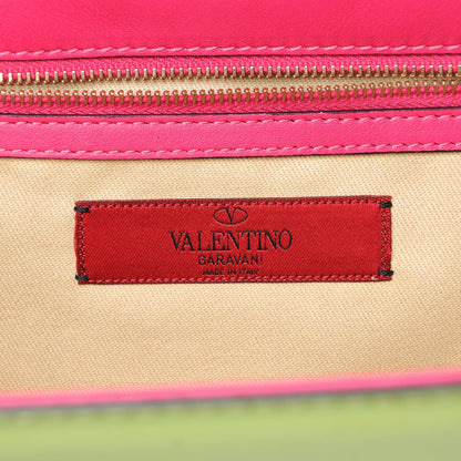 Valentino Garavani Vitello Tri-Color Large Glam Lock Rockstud Flap Pop Gardenia Pop Apple Pop Fuxia 7 of 8