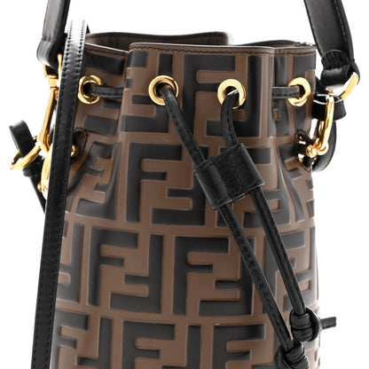 Fendi Vitello Liberty F is Fendi Bi-Color FF 1974 Embossed Mini Mon Tresor Bucket Bag Maya Black 9 of 11