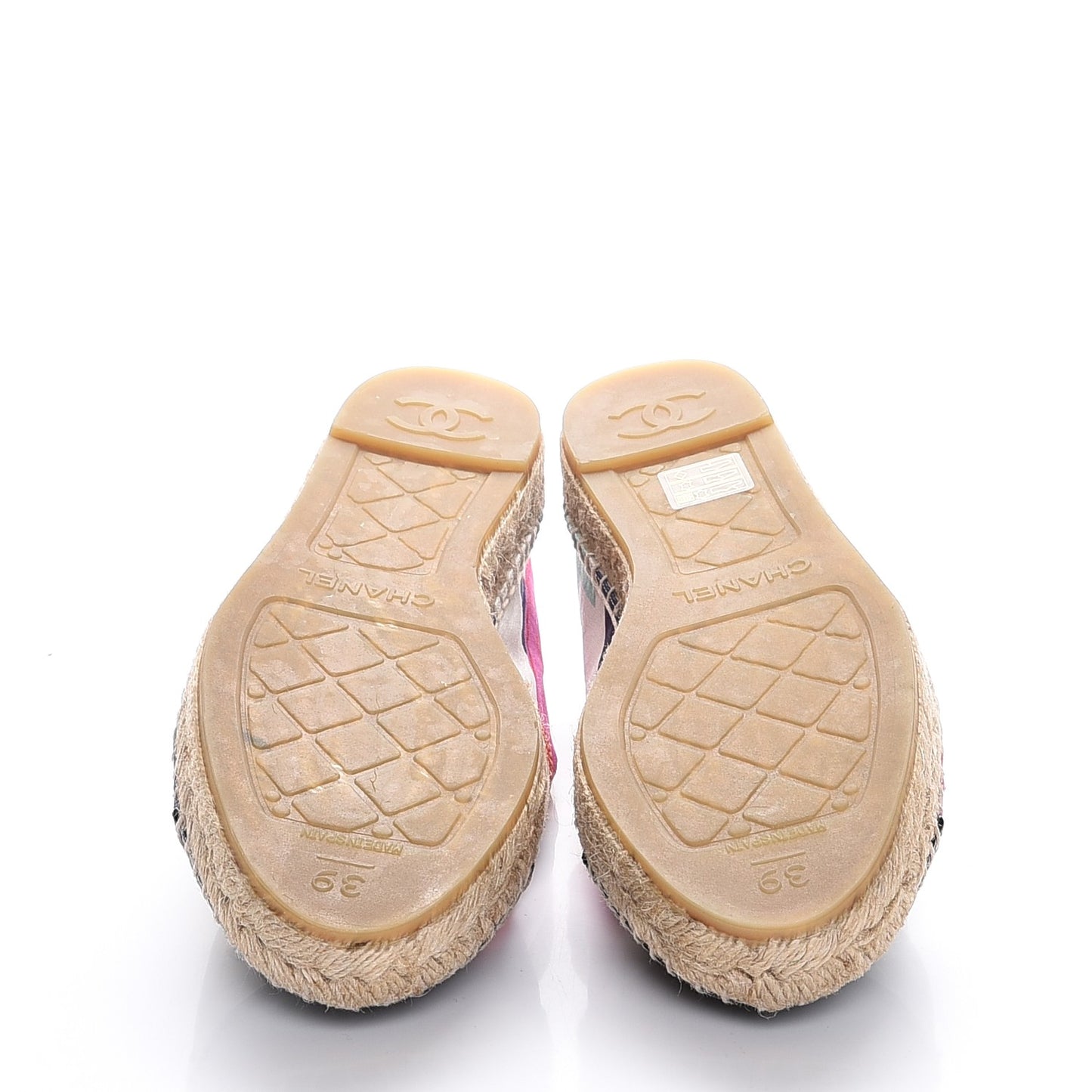 Patent Fabric Striped CC Espadrilles 39 Multicolor Black