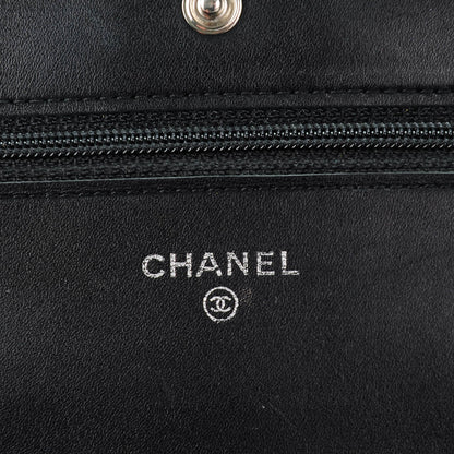 Chanel Calfskin Double Stitch Hamptons Wallet On Chain WOC Black 6 of 8