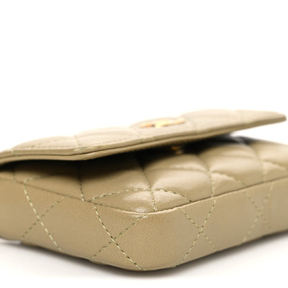 Chanel Lambskin Enamel Quilted Coco Hearts Clutch With Chain Light Green 10 of 11