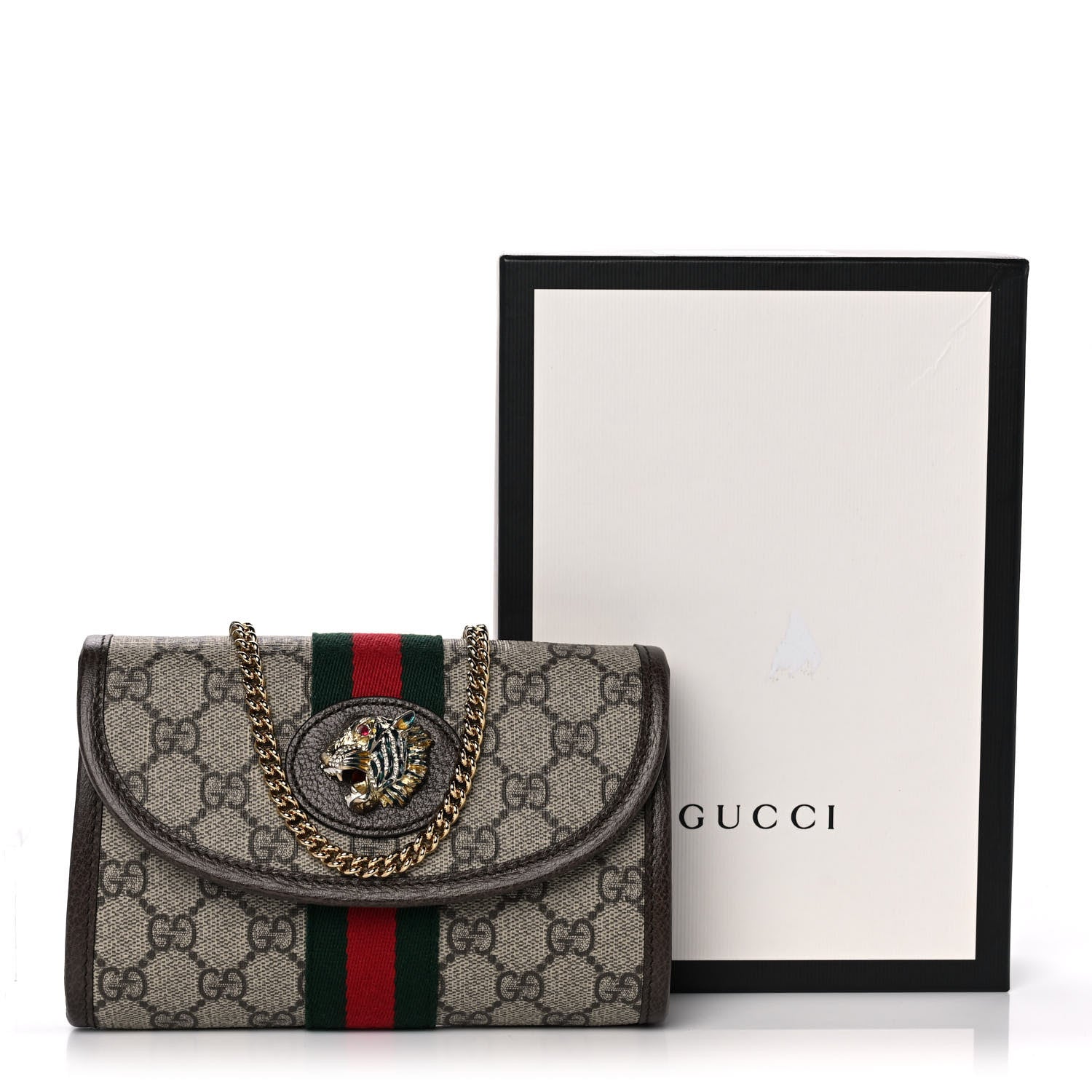 Gucci GG Supreme Monogram Web Mini Rajah Slim Flap Shoulder Bag Beige New Acero 12 of 12