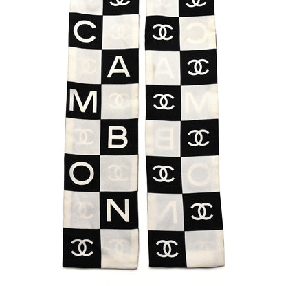 Chanel Silk Logo Cambon Slim Bandeau Scarf Black Ecru 2 of 5