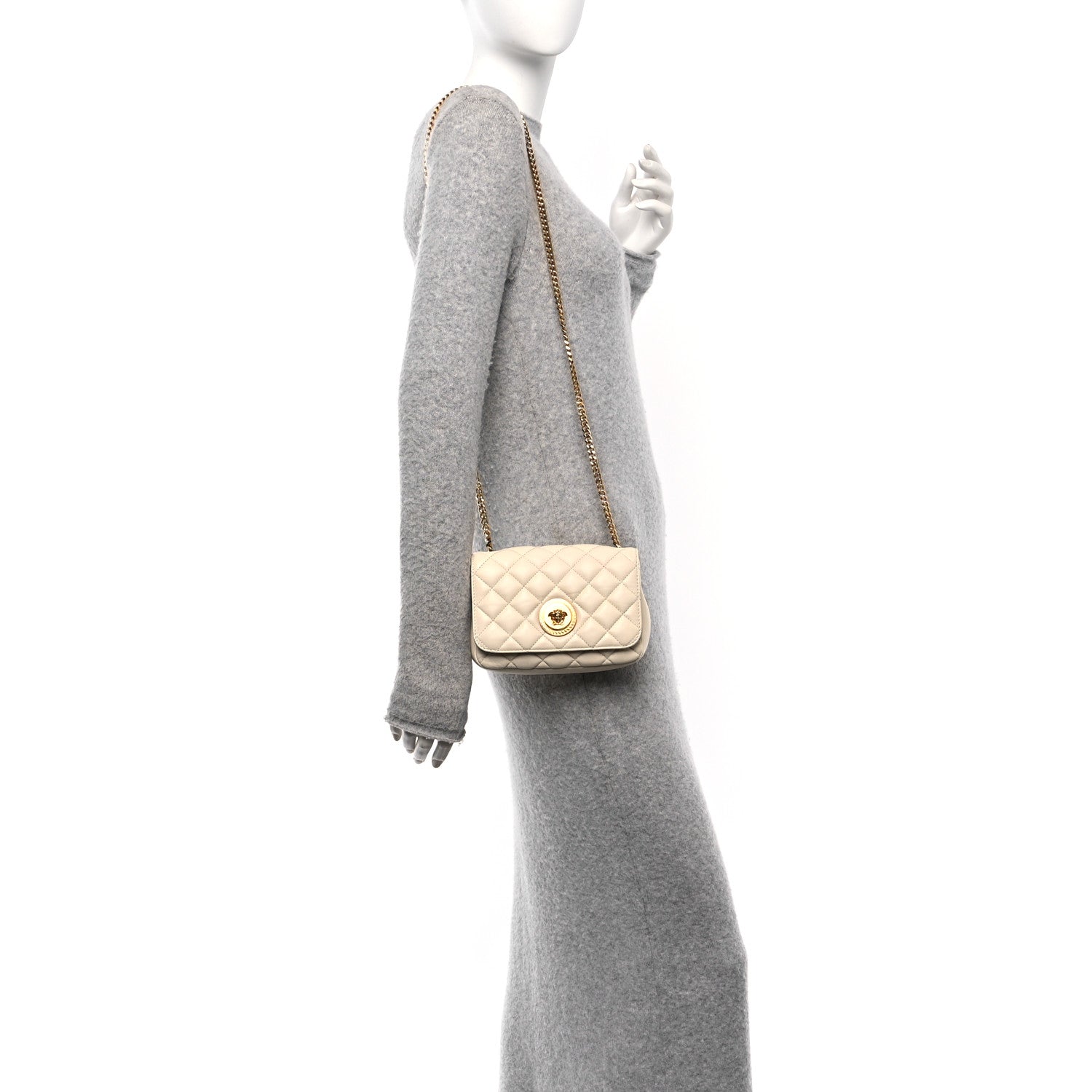 Versace Nappa Quilted Small Medusa Chain Crossbody White 2 of 12