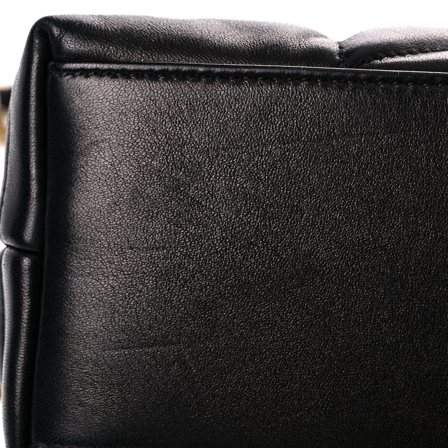 Lambskin Quilted Small Loulou Puffer Monogram Chain Satchel Black