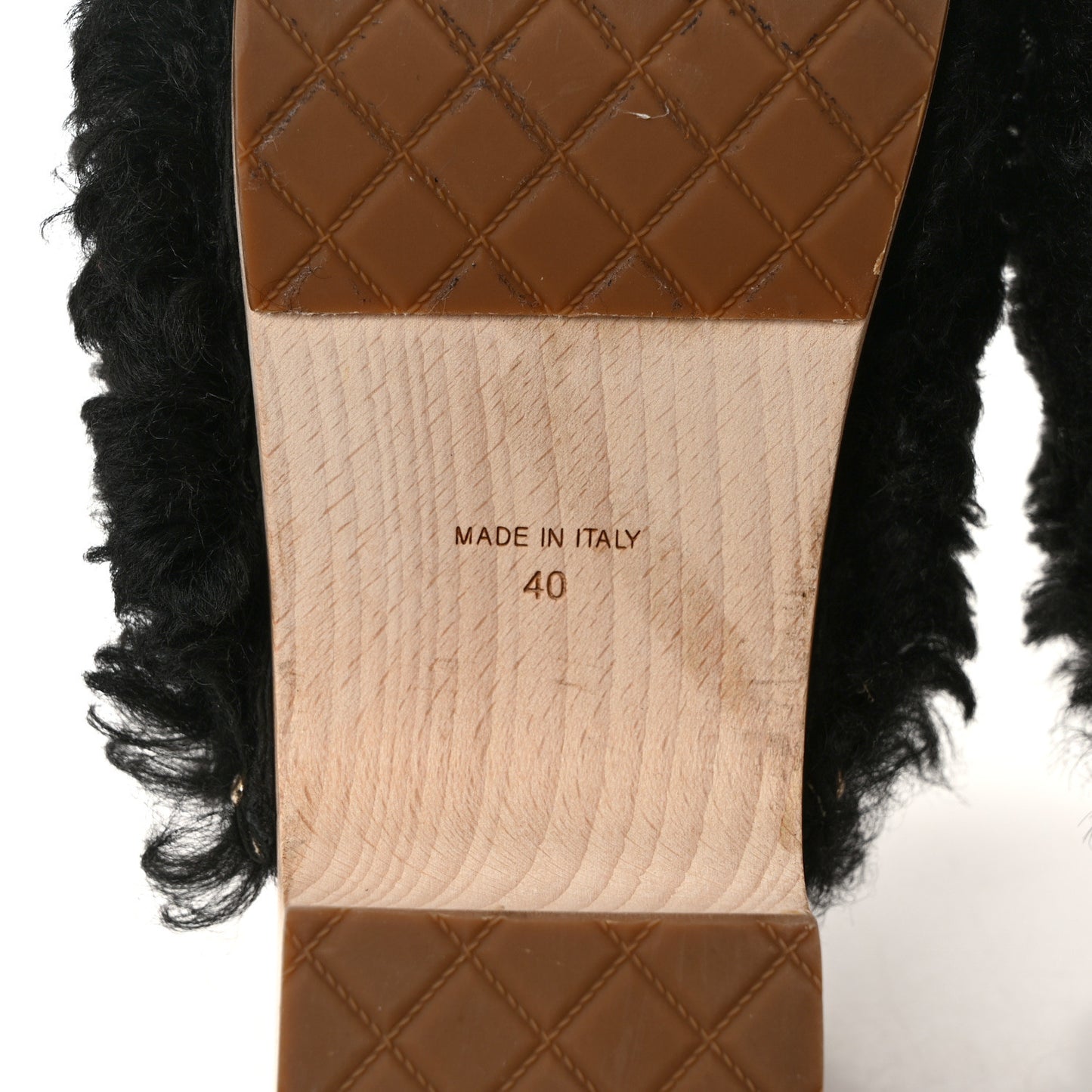 Shearling Lambskin Clogs 40 Black