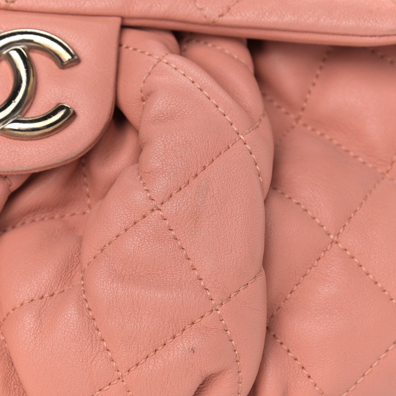 Chanel Washed Lambskin Quilted Medium Chain Around Messenger Salmon 11 of 13