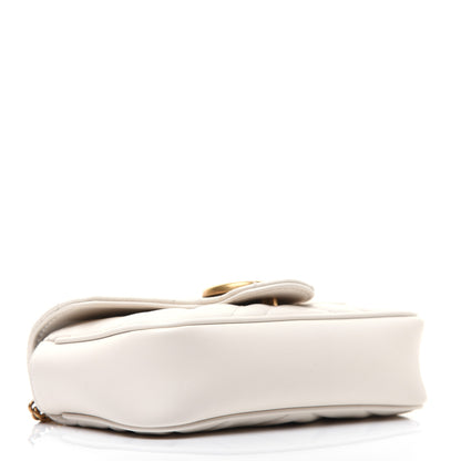 Gucci Calfskin Matelasse Super Mini GG Marmont Shoulder Bag White 4 of 14