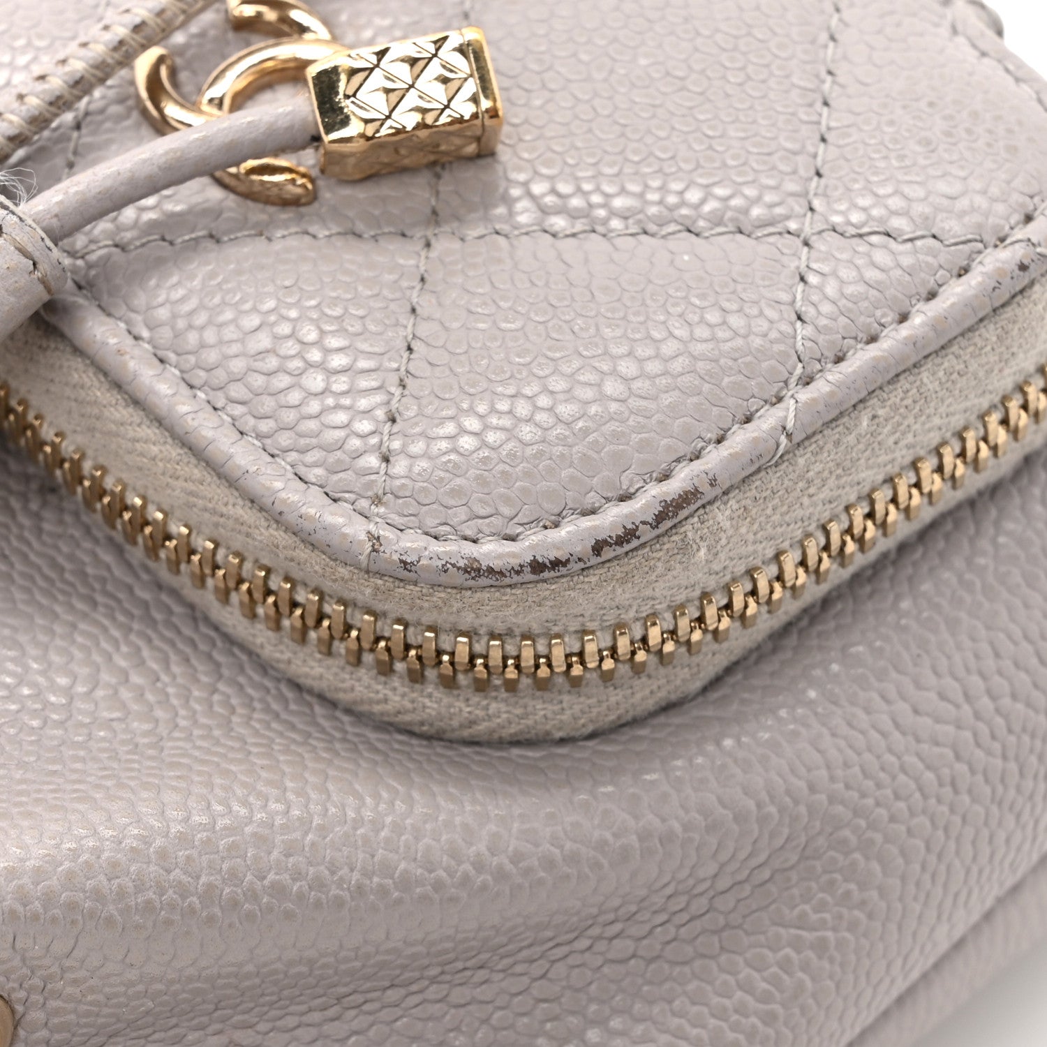 Chanel Caviar Quilted Mini CC Pocket Bucket Bag Grey 11 of 16