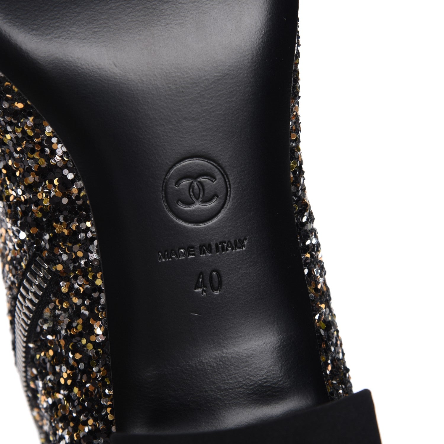 Chanel Glitter Patent Cap Toe Short Boots 40 Bronze Black 6 of 9