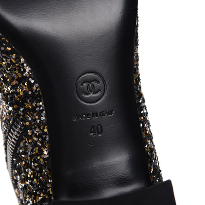 Chanel Glitter Patent Cap Toe Short Boots 40 Bronze Black 6 of 9