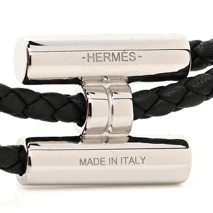 Hermes Swift Double Wrap Cord Tournis Tresse Bracelet Black 4 of 5