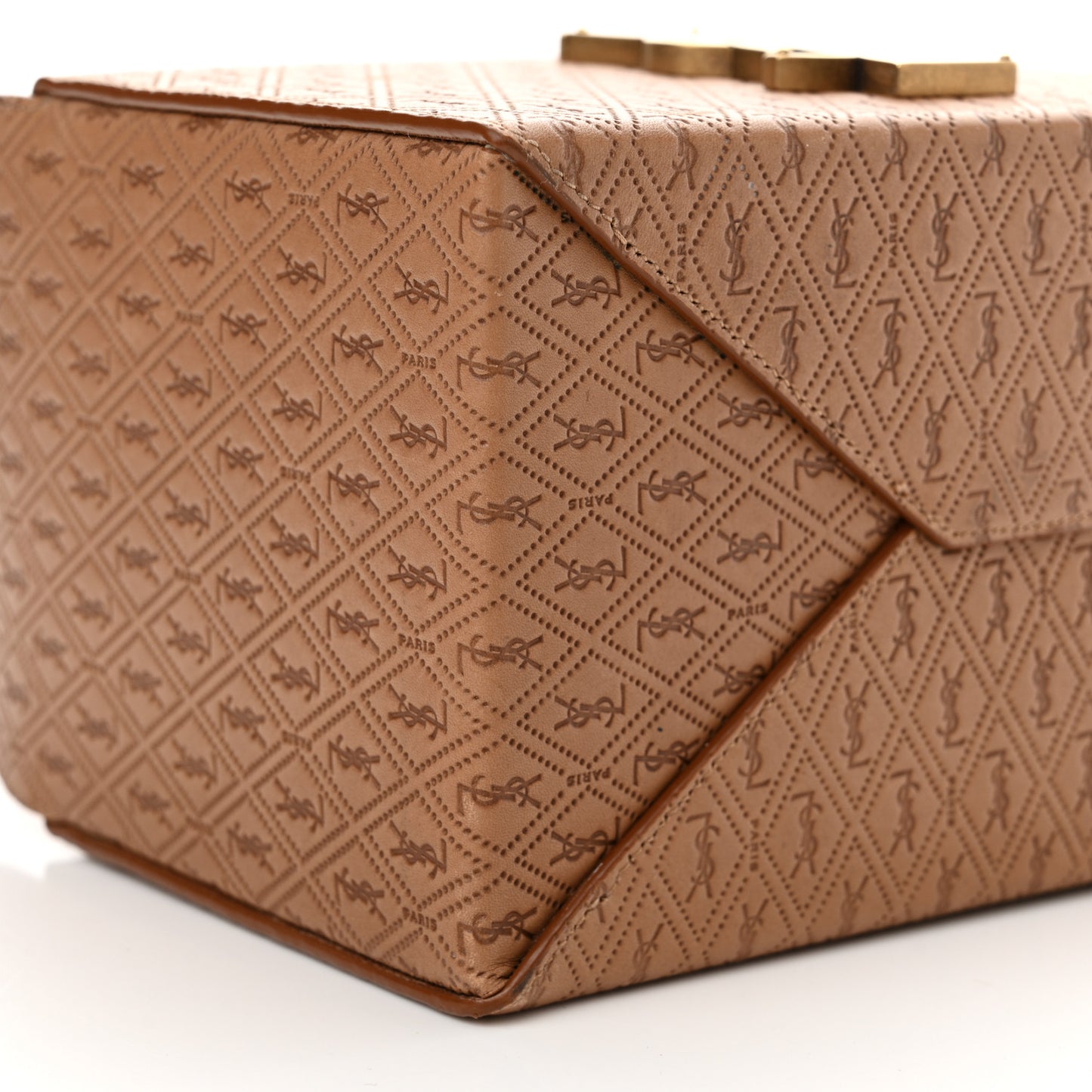 Calfskin Monogram Take Away Box Dusty Vintage Brown Gold