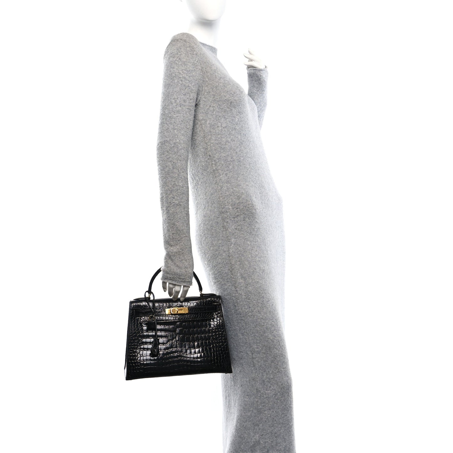 Shiny Porosus Crocodile Kelly Sellier 28 Black