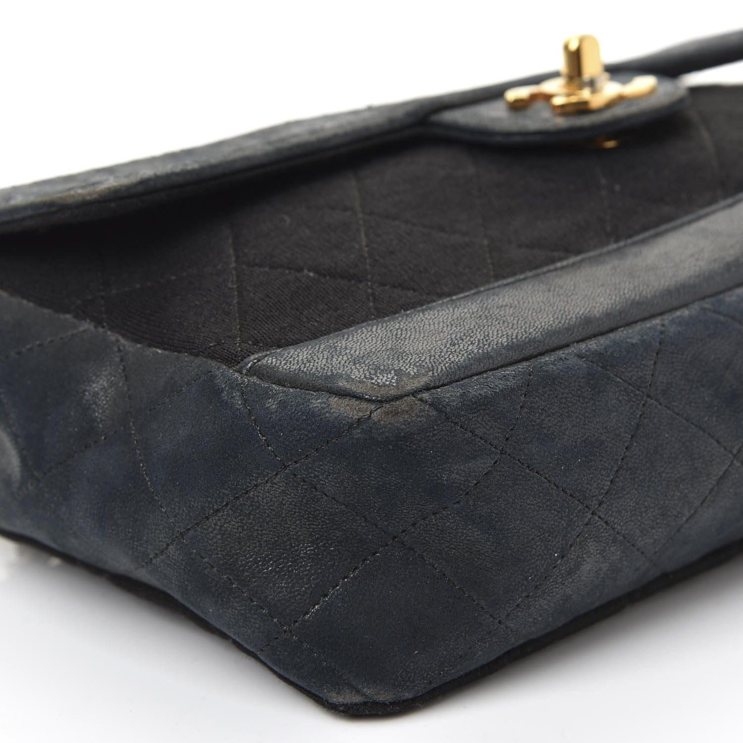 Chanel Lambskin Jersey Quilted Small Single Flap Dark Blue 5 of 11