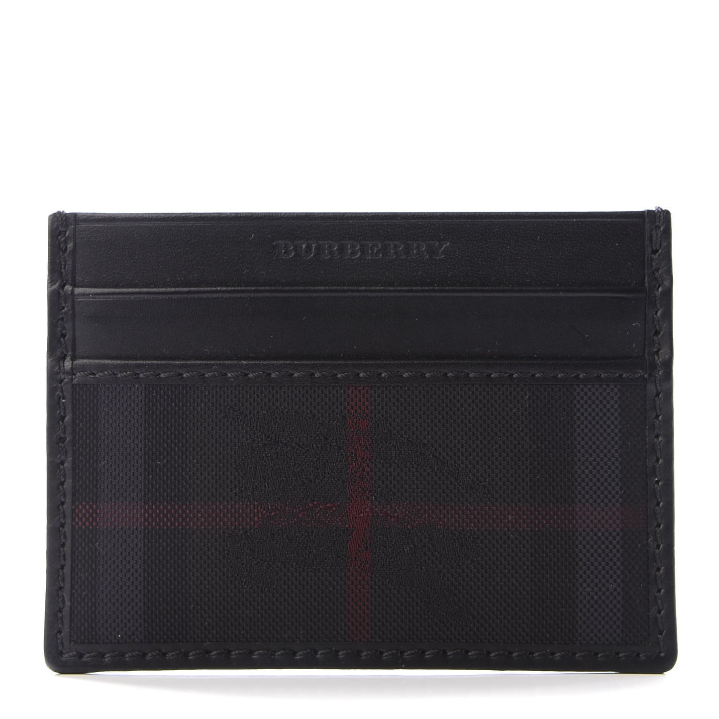 Horseferry Check Calfskin Card Case Charcoal Black