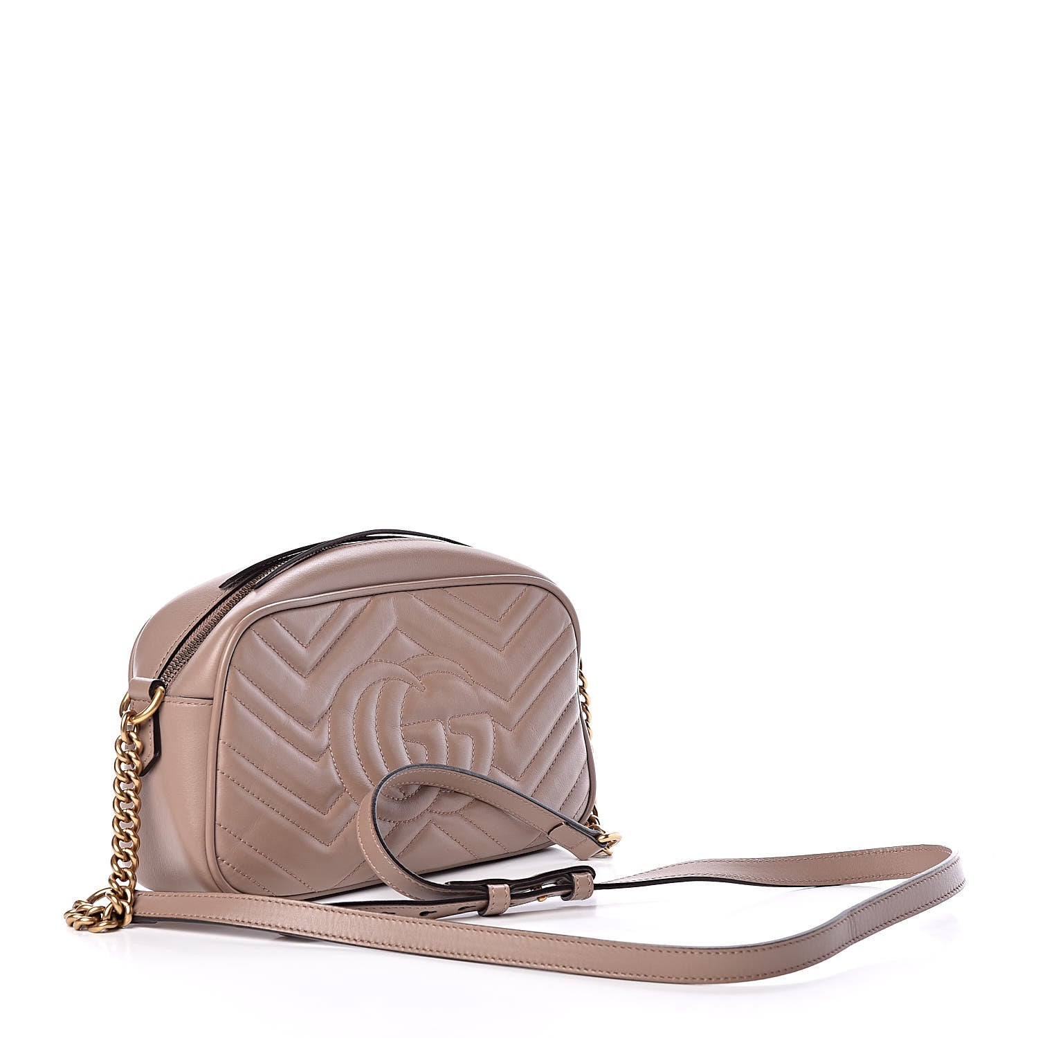 Gucci Calfskin Matelasse Small GG Marmont Chain Shoulder Bag Taupe 3 of 9