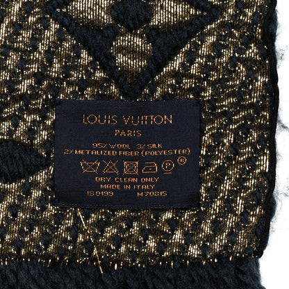 Louis Vuitton Wool Silk Logomania Shine Scarf Petrol 6 of 6