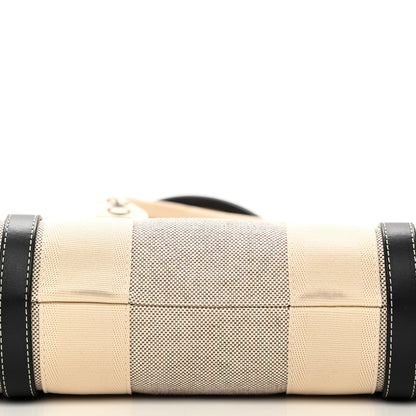Chloe Cotton Calfskin Large Woody Ribbon Tote White Black 10 of 10