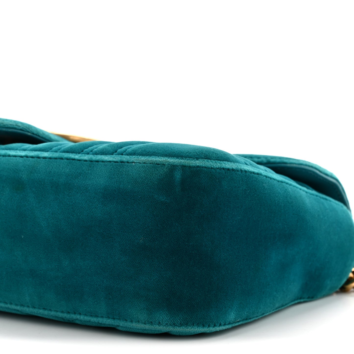 Velvet Matelasse Small GG Marmont Shoulder Bag Pavone Cyan