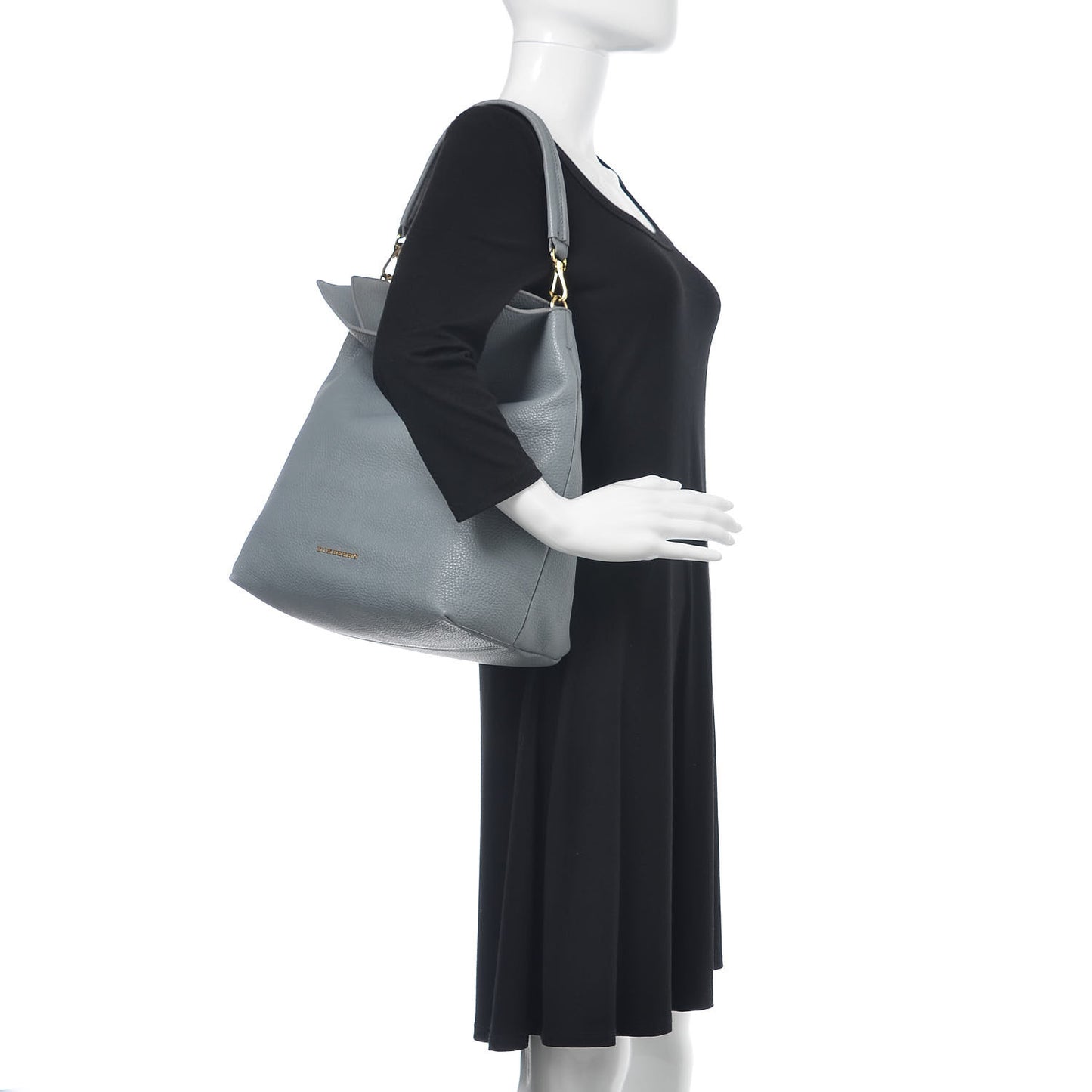London Grainy Calfskin Medium Cale Hobo Storm Grey