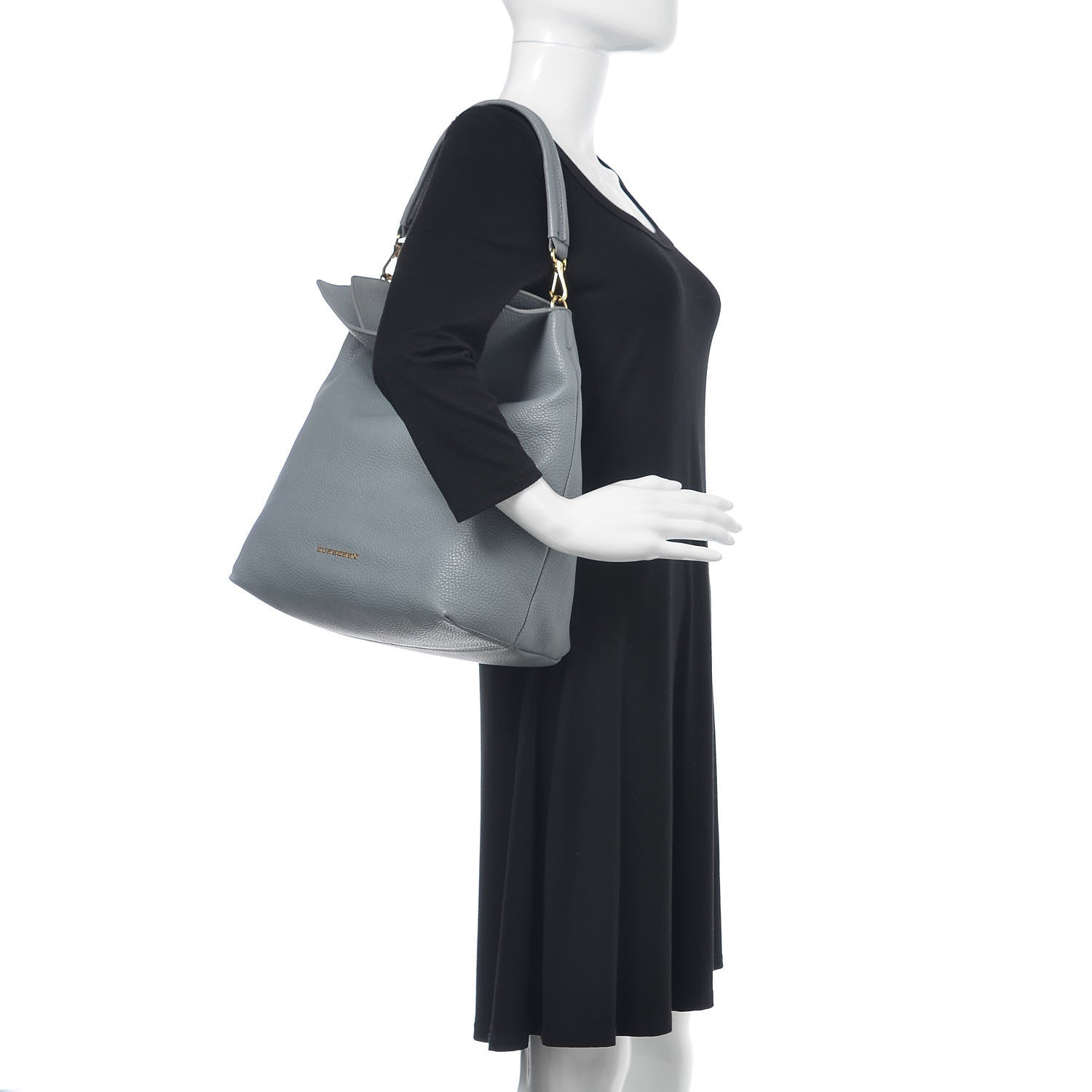 Burberry London Grainy Calfskin Medium Cale Hobo Storm Grey 2 of 18