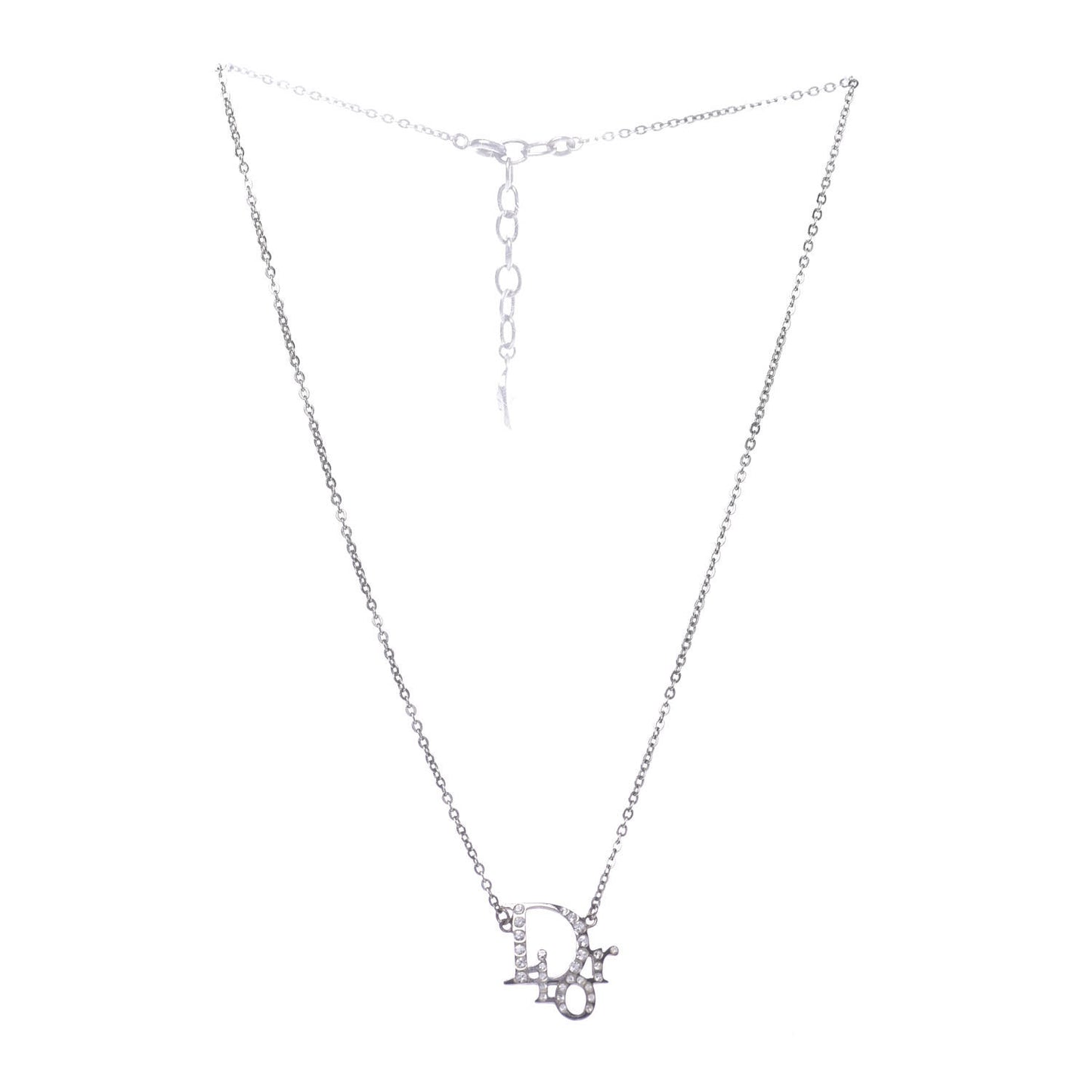 Crystal Logo Necklace Silver