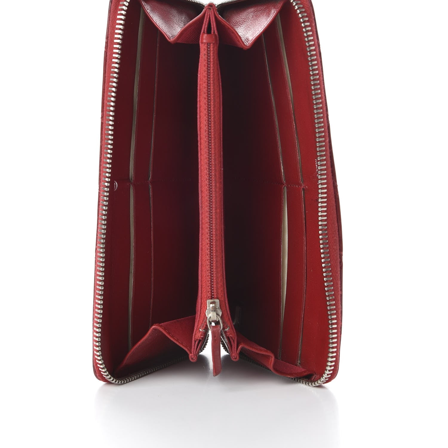 Chanel Patent Quilted Brilliant Zip Around Wallet Red 5 of 9