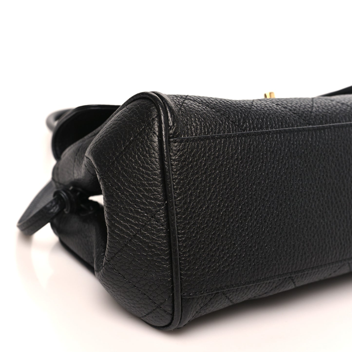 Grained Calfskin Stitched Urban Essentials Small Shopping Bag Black