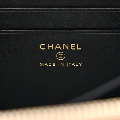 Chanel Caviar Quilted CC Filigree Vanity Clutch With Chain Beige Black 6 of 13