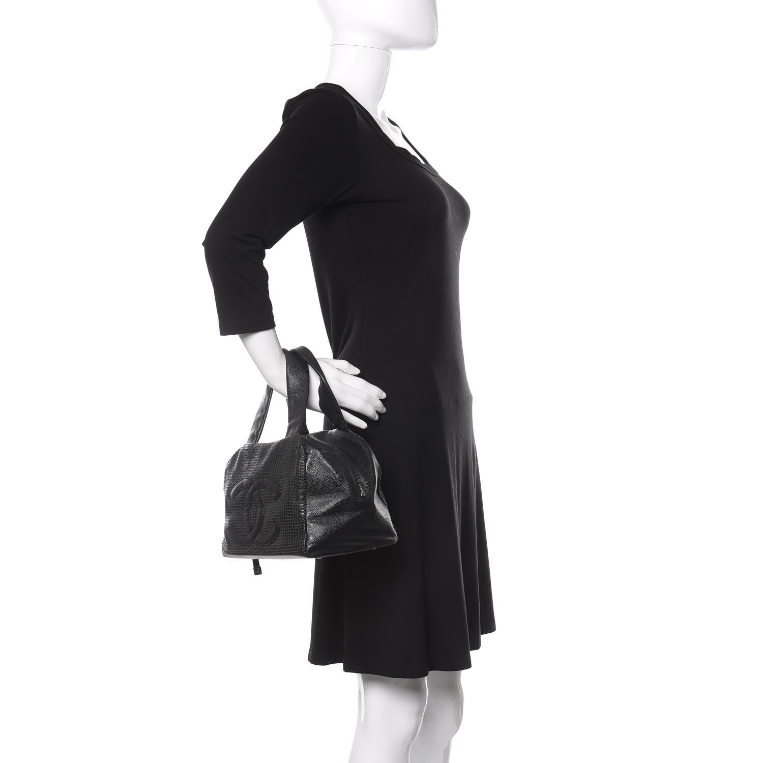 Chanel Caviar Perforated Bowler Black 2 of 10