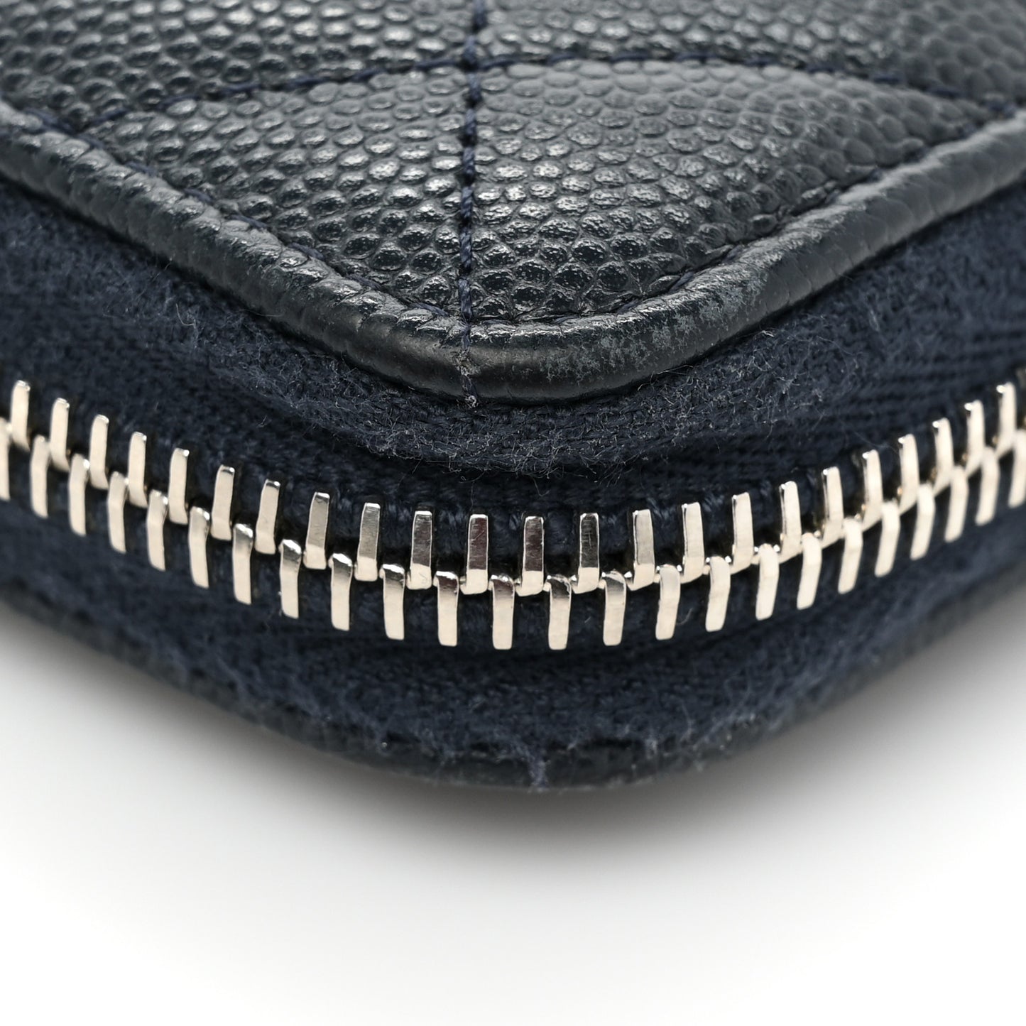 Caviar Quilted Large Gusset Zip Around Wallet Navy