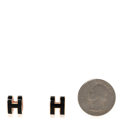 Hermes Rose Gold Lacquered Mini Pop H Earrings Black 2 of 5